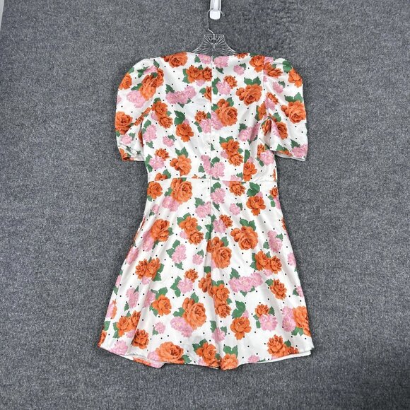 Zara Dress Womens Small White Floral Puff Sleeve Fit Flare Spring NEW NWT - Picture 2 of 12